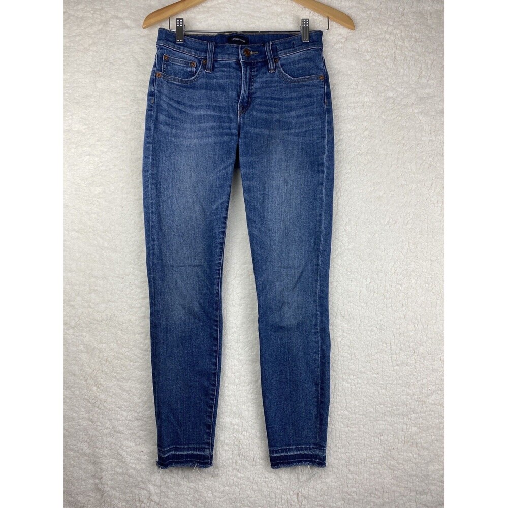 J Crew 8” Toothpick Jeans 2 26 Raw Hem Medium Wash Skinny Women’s